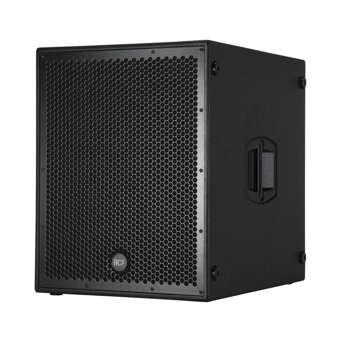 Angled view of the RCF SUB8004-AS Active Subwoofer 1250W