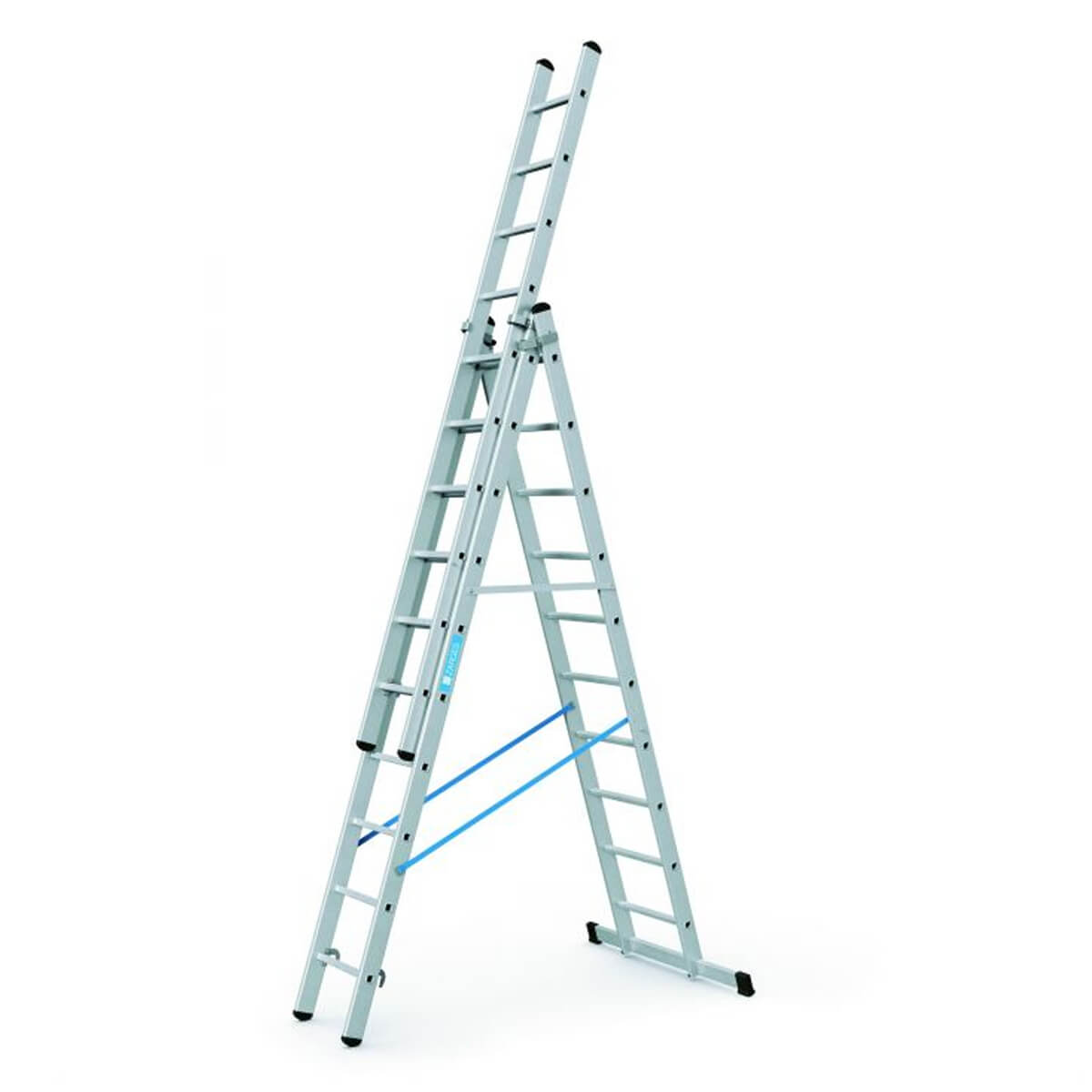 Zarges Skymaster Trade 3-Way Ladder 10 Rung 41540 shown from a side view angle