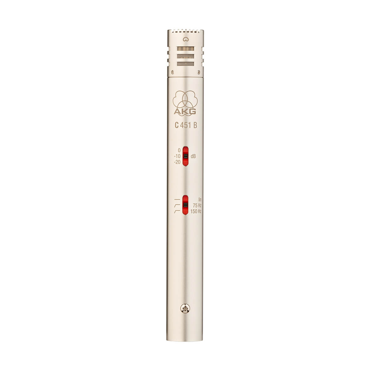 Front view of the AKG C451 B condenser mic