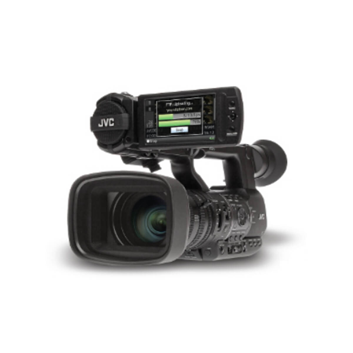 Angled view of JVC GY-HM650U HD Camcorder