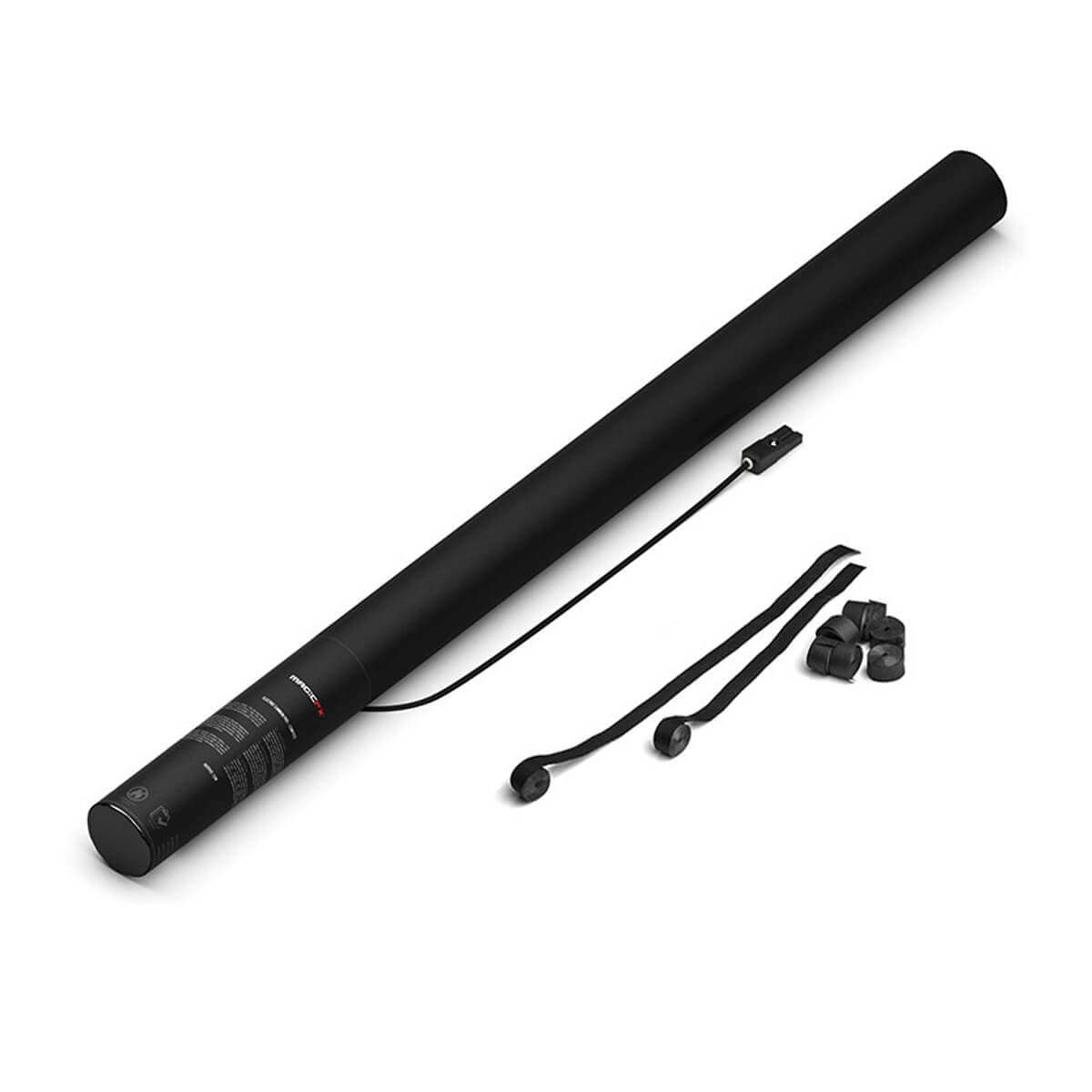 MagicFX 80cm Electric Streamer Cannons with accessories including straps and caps