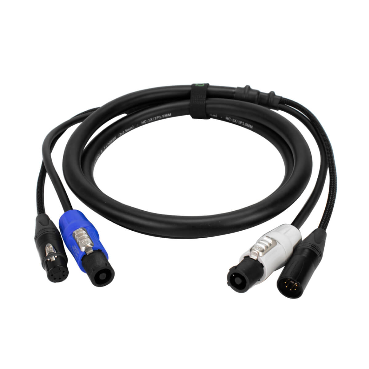 Front view od the PowerCON/DMX 3-Pin Cable 10m