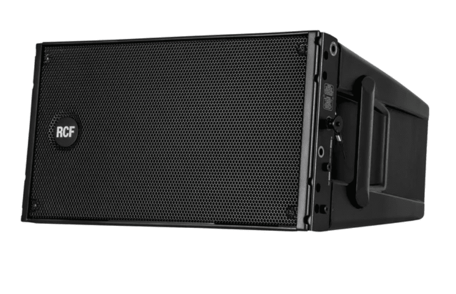 Angled view of the RCF HDL 10A 2x8” Active Line-Array