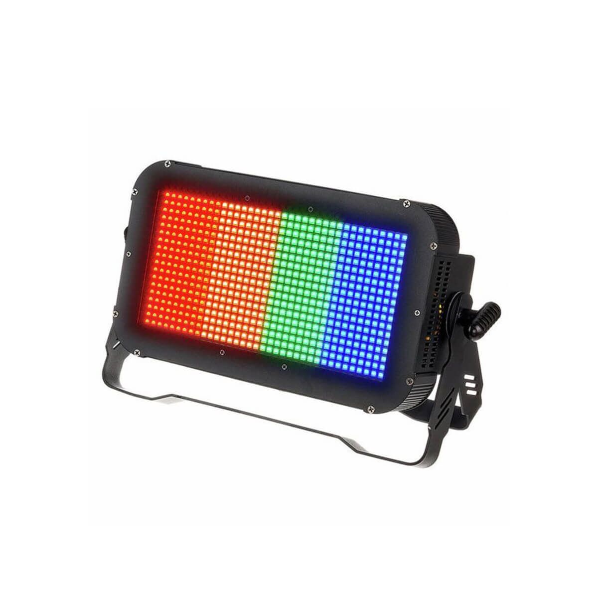 Stairville Wild Wash Pro 648 RGBW LED wash light with red, green, and blue LED panels lit on the front.