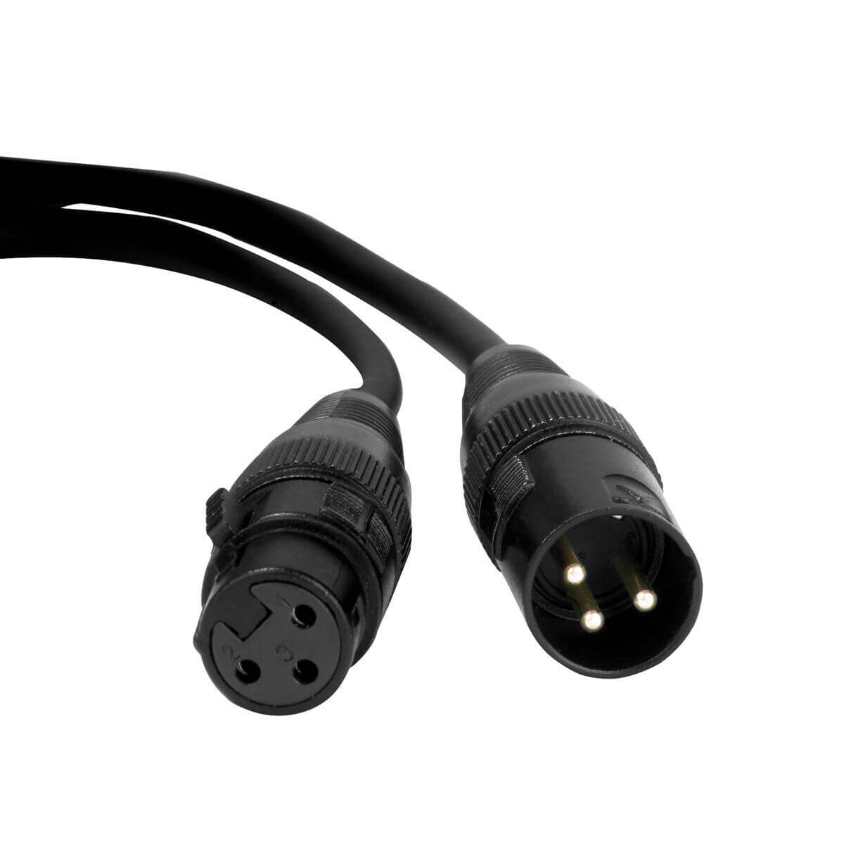 DMX 3 Pin Cable 5m with male and female XLR connectors shown close-up on white background