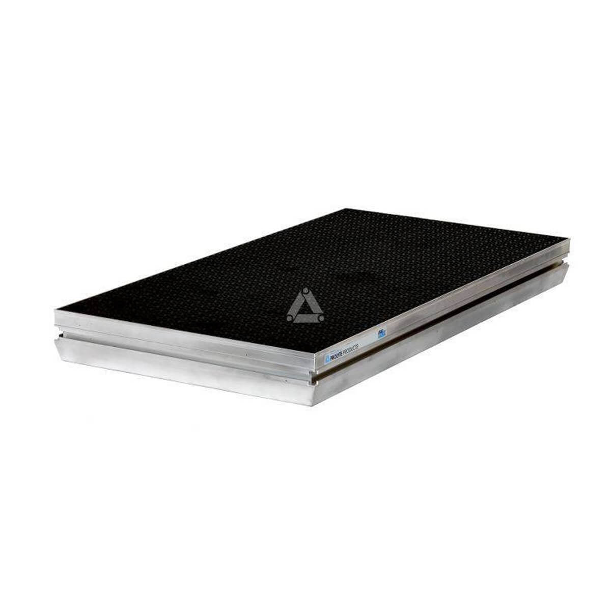 Angled view of Stagedex 1m × 0.5m Black Coated Deck